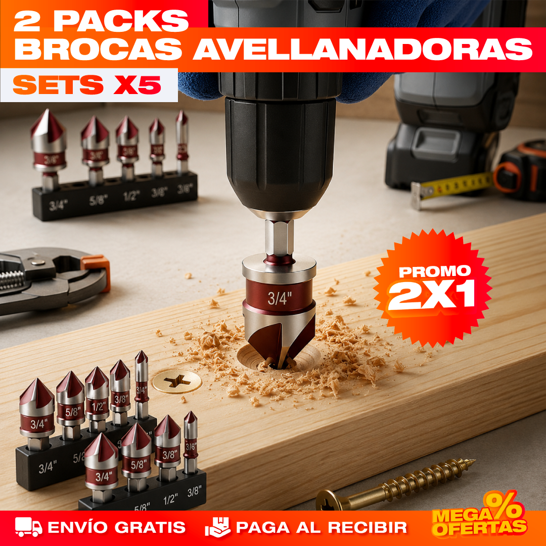 Promo 2x1 Set Brocas Avellanadoras – Esconde la Cabeza del Tornillo y Deja Acabado Pro