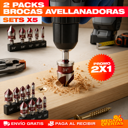 Promo 2x1 Set Brocas Avellanadoras – Esconde la Cabeza del Tornillo y Deja Acabado Pro