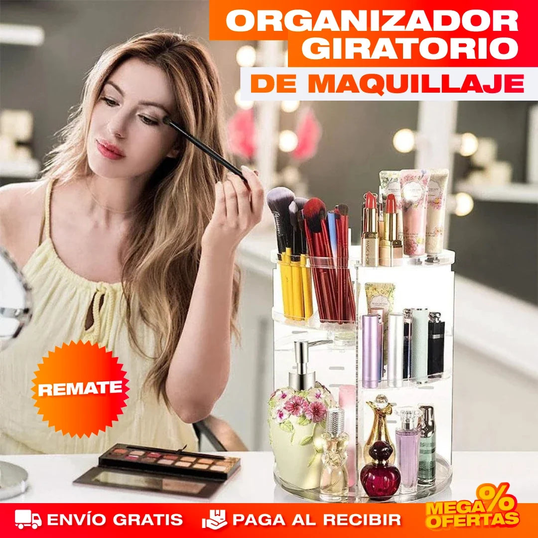 Organizador Giratorio 360° de Maquillaje – Todo tu Maquillaje a un Giro de Distancia