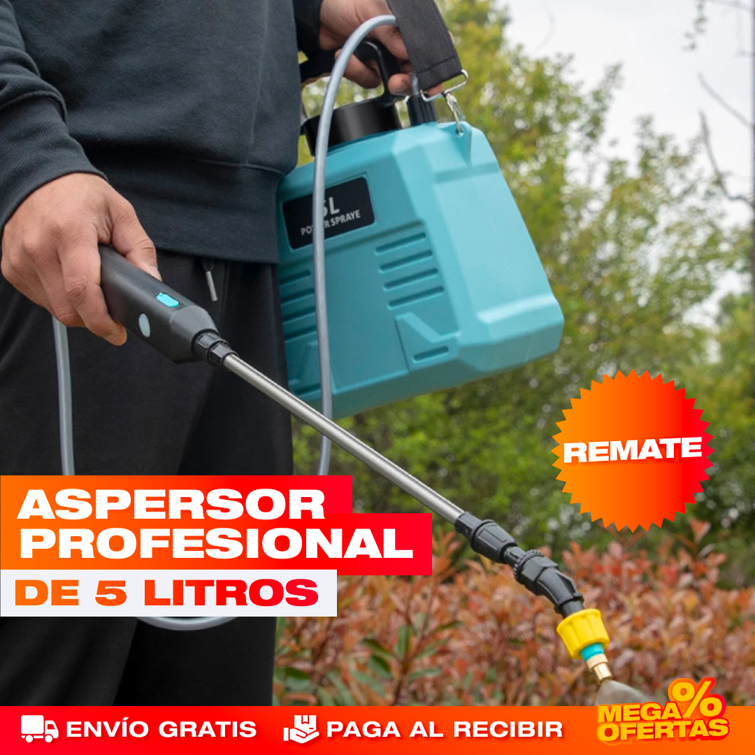 Aspersor Eléctrico Profesional de 5 Litros – Riegas todo el patio sin bombear a mano