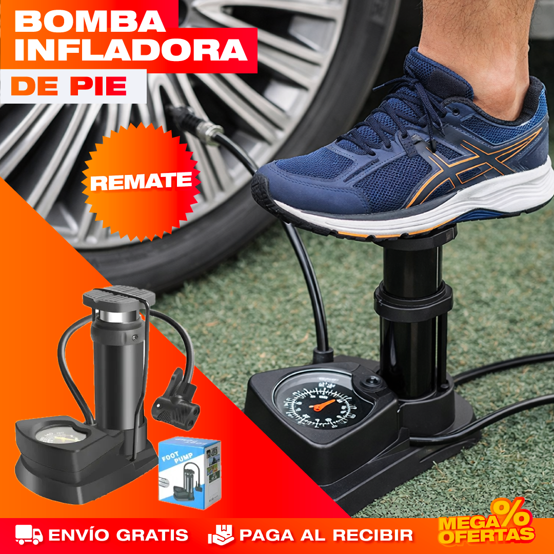 Bomba Infladora de Pie – Nunca te Quedes Varado por una Llanta Baja