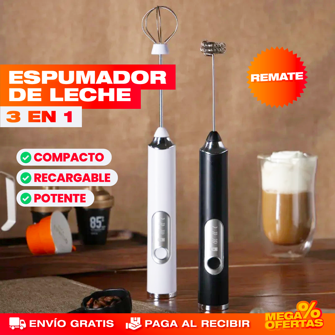 Espumador de Leche 3 en 1 con Base – Café Cremoso Tipo Cafetería en tu Casa