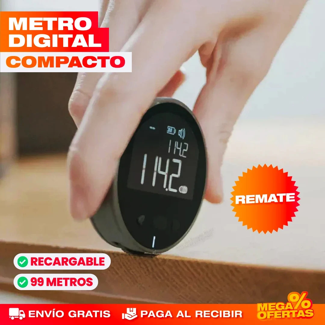 Metro Digital Compacto Recargable – Mide Exacto Sin Cinta ni Cuentas · Súper Promo