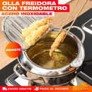 Olla Freidora con Termómetro de Acero Inoxidable – Fríe Sin Quemar y Sin Adivinar la Temperatura
