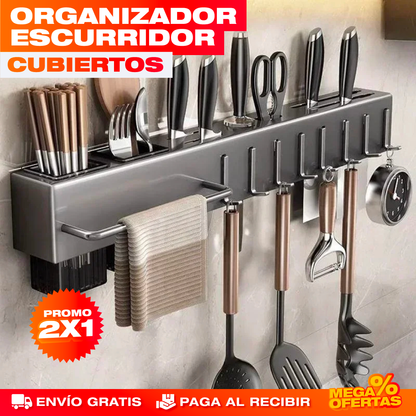 Organizador Escurridor de Cubiertos – Cubiertos Secos y a la Mano Sin Ocupar Cajón · 2x1