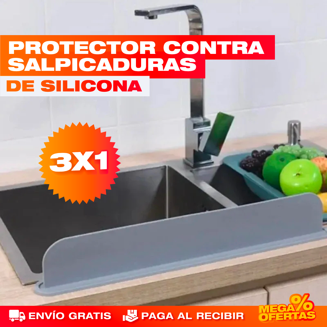 3 Protectores contra Salpicaduras de Silicona – Lava Sin Salpicar Agua por Todo Lado