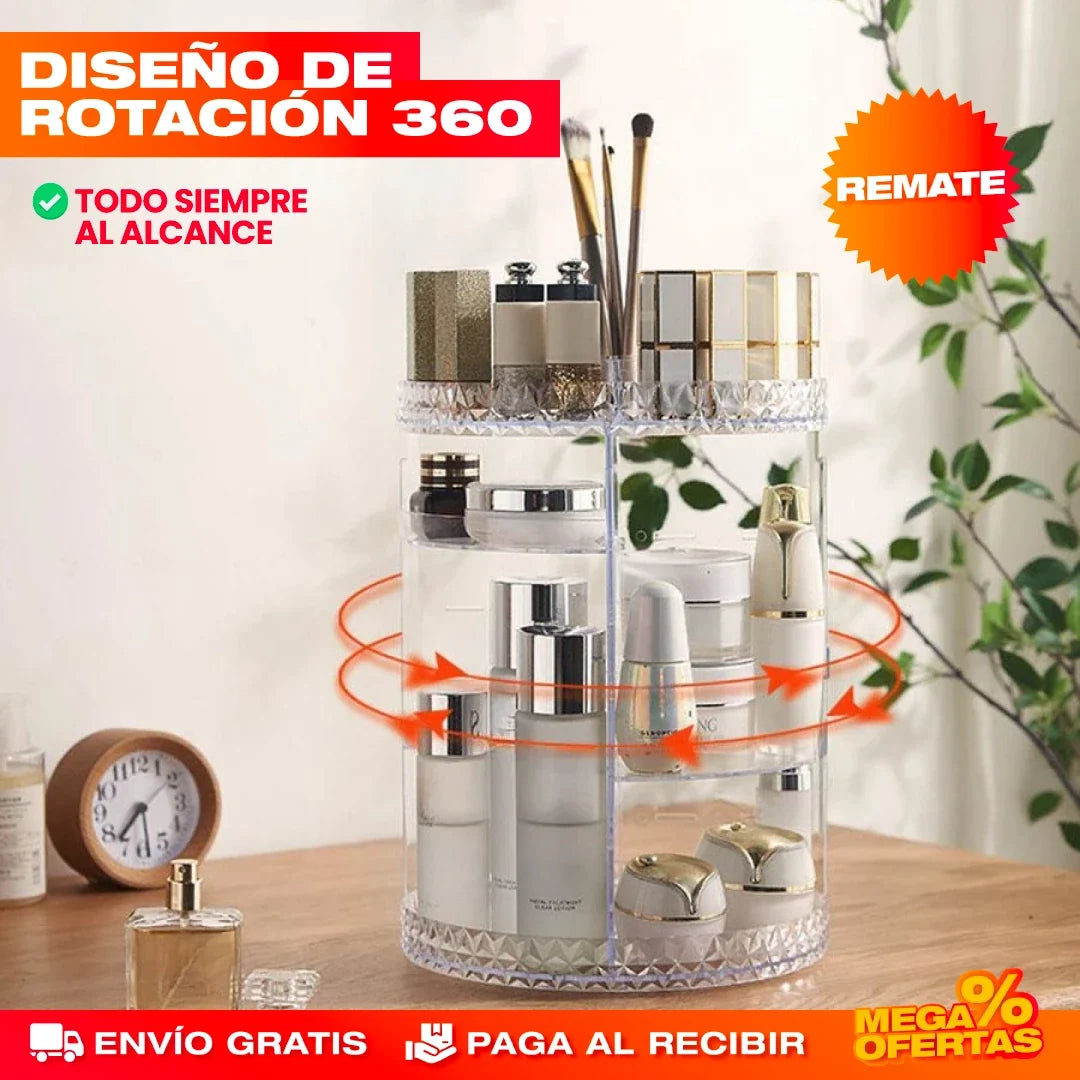 Organizador Giratorio 360° de Maquillaje – Todo tu Maquillaje a un Giro de Distancia