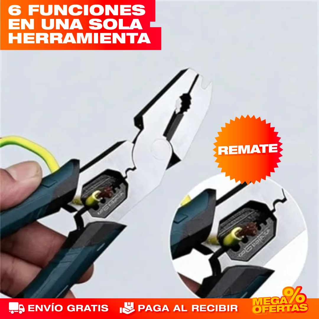 Alicate Multifunción 6 en 1 – Pinza Pela-Cables Profesional