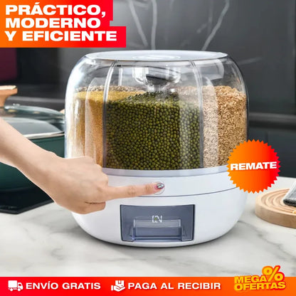 Dispensador Organizador Giratorio de Granos y Arroz – Despensa Ordenada y Sin Plagas