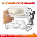 Escurridor de Platos Metálico de 2 Niveles – Mesón Seco y Cocina Ordenada al Instante