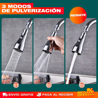 Aireador y Extensor 3 en 1 para Grifo – Menos Salpicaduras y Más Ahorro de Agua