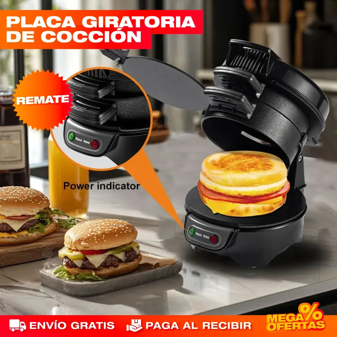 Máquina para Hamburguesas y Desayunos 3 en 1 – Desayuno Completo Sin Ensuciar la Cocina