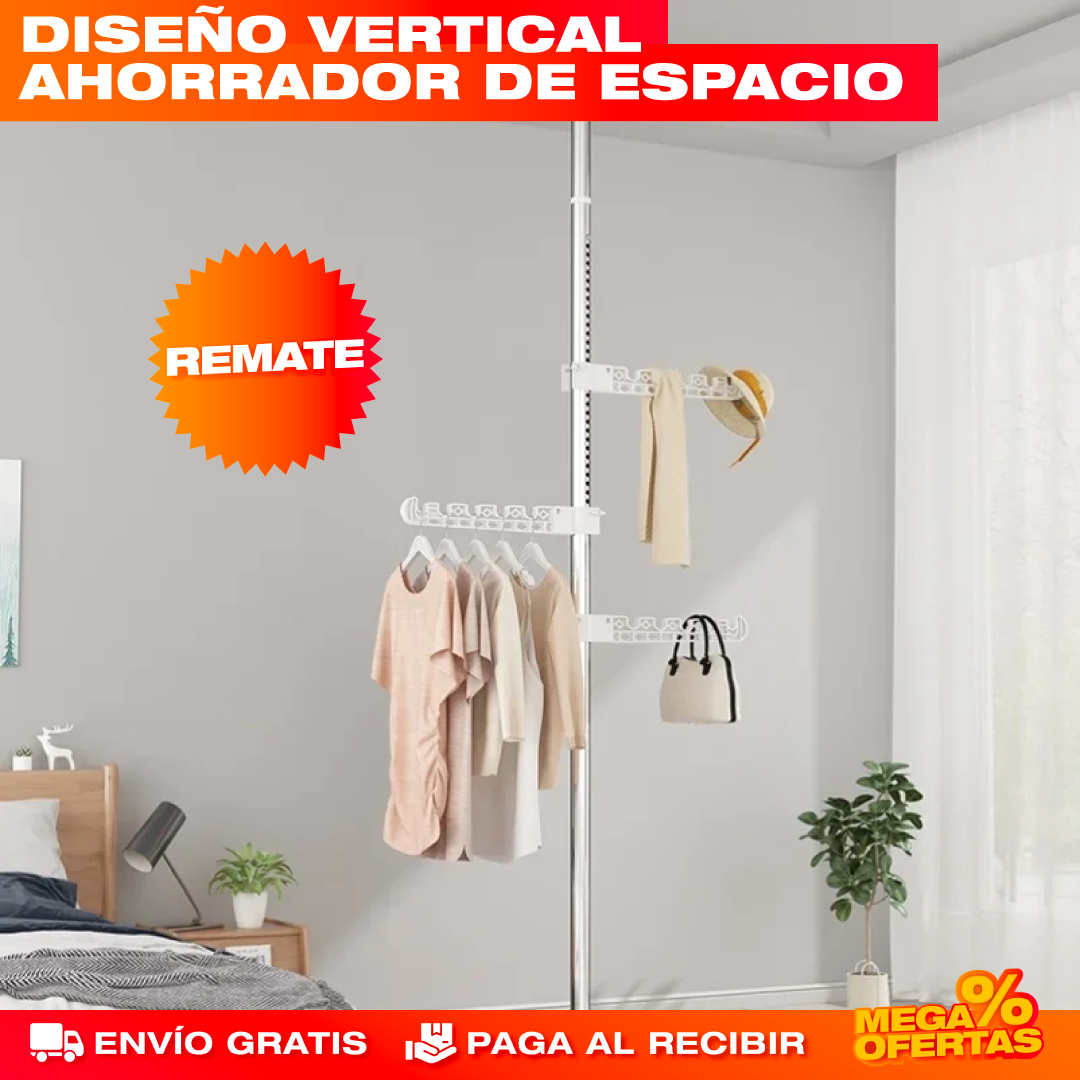 Tendero y Perchero Vertical Ajustable – Seca y Organiza tu Ropa Sin Ocupar Espacio