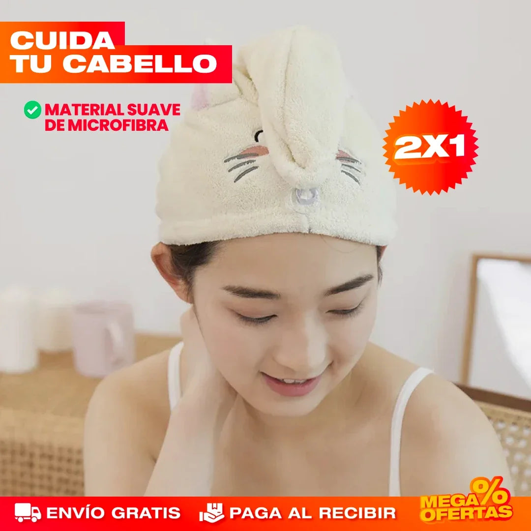 Toalla Gorro de Secado para Cabello – Seca tu Cabello Sin Maltratarlo · 2x1