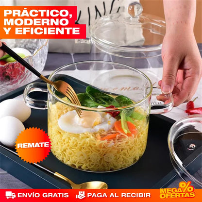 Olla de Vidrio Transparente – Cocina Sano y Ve la Comida Sin Destapar