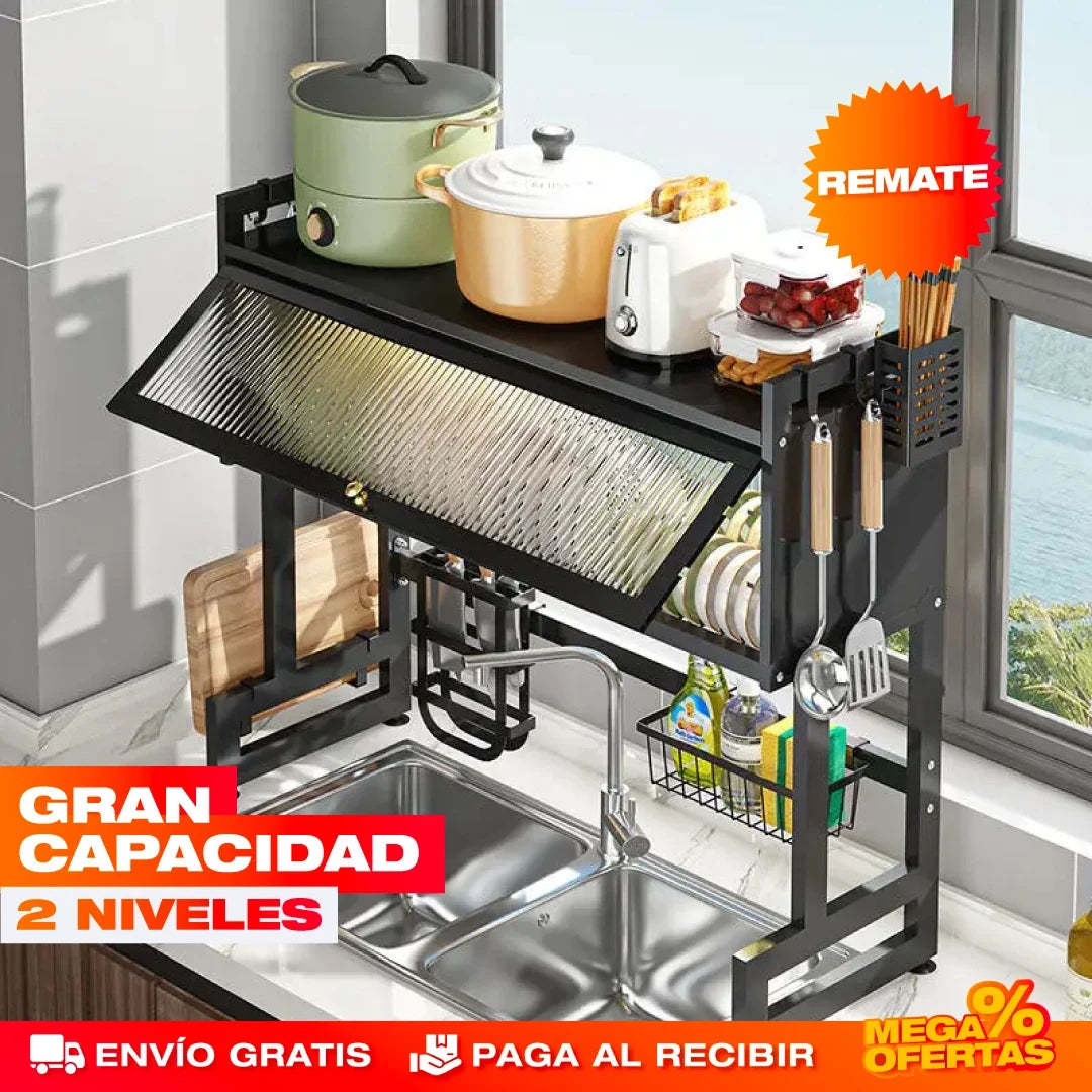 DryBox™ – Organizador Escurridor de Platos Grande de 2 Niveles