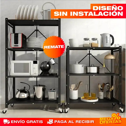 Estante Organizador Plegable de Metal – Más Espacio de Guardado Sin Taladrar · 5 Pisos