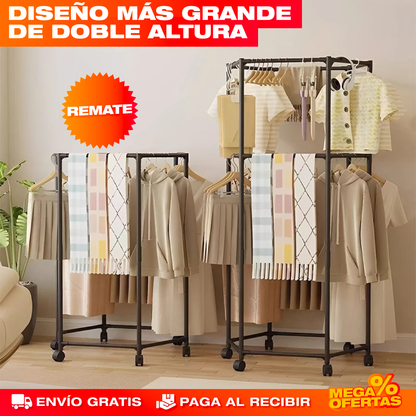 Perchero Hexagonal Doble – Cuelga Chaquetas, Camisas y Toallas Sin Taladrar