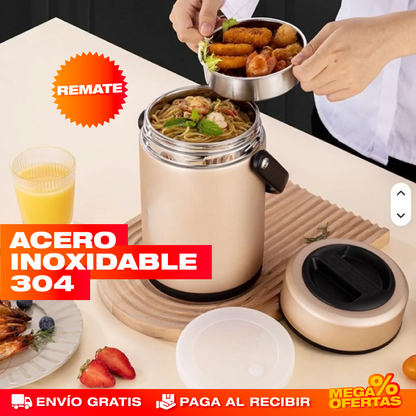 Lonchera Térmica 3 en 1 de Acero Inoxidable – Tu Almuerzo Caliente Hasta la Hora de Comer