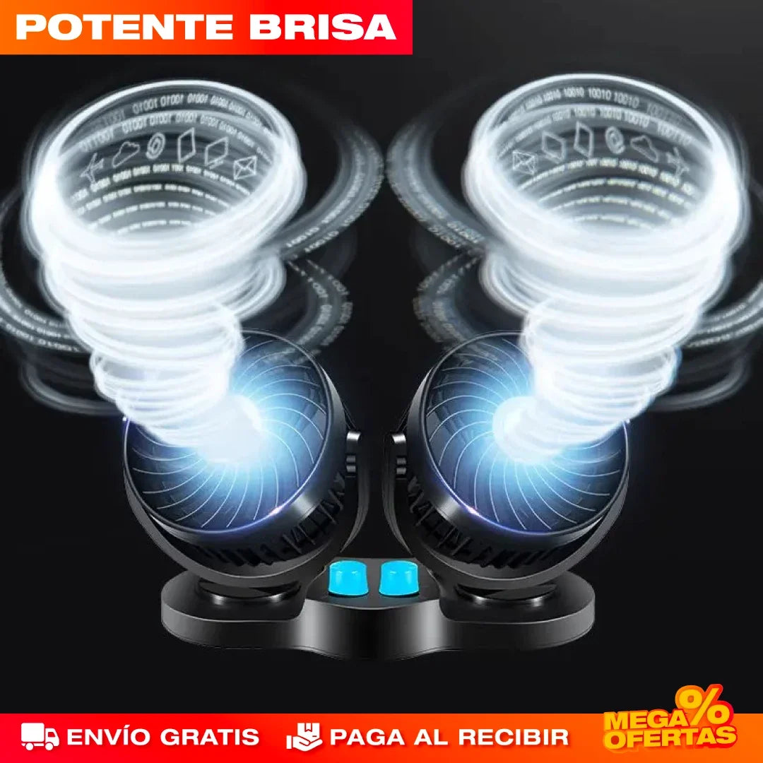 Ventilador de Doble Cabeza para Carro – Aire Fresco Adelante y Atrás en tu Carro