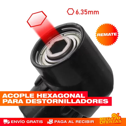 Adaptador de Ángulo Recto para Destornillador – Atornilla en Rincones Imposibles · 3x1