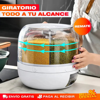 Dispensador Organizador Giratorio de Granos y Arroz – Despensa Ordenada y Sin Plagas