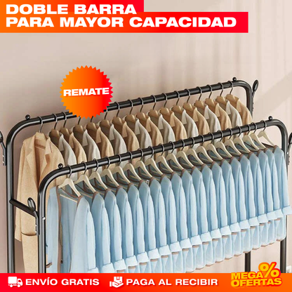 ESTANTE PERCHERO DOBLE – Organiza toda la ropa y los zapatos sin closet de obra · No toca clavar nada