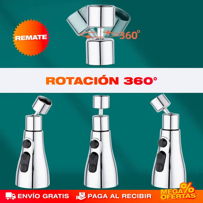 Aireador y Extensor 3 en 1 para Grifo – Menos Salpicaduras y Más Ahorro de Agua