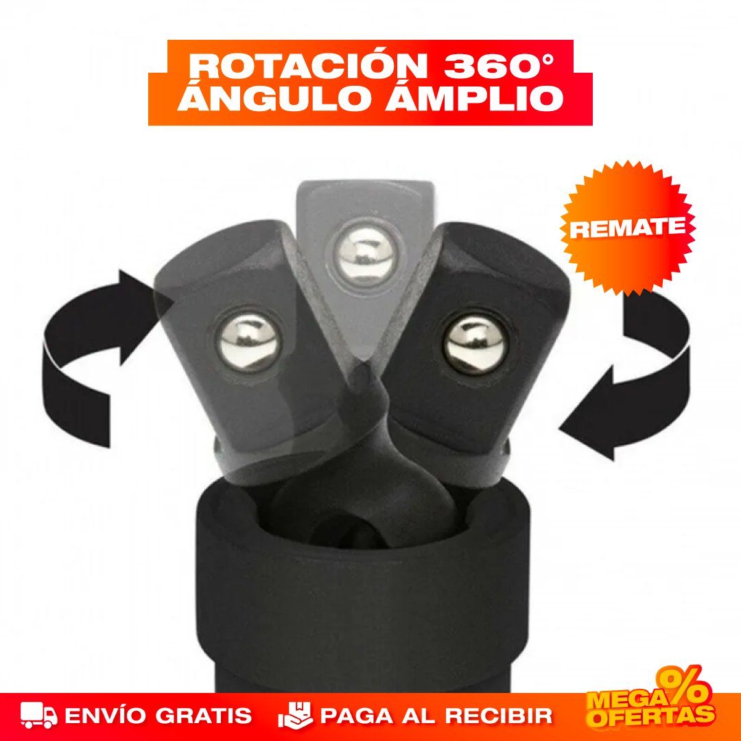 Juntas Universales Giratorias – Llega a los Tornillos Imposibles Sin Perder Torque · Set x3