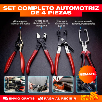 Kit x4 Alicates Automotriz – Saca Conectores y Abrazaderas Sin Romper Piezas Caras