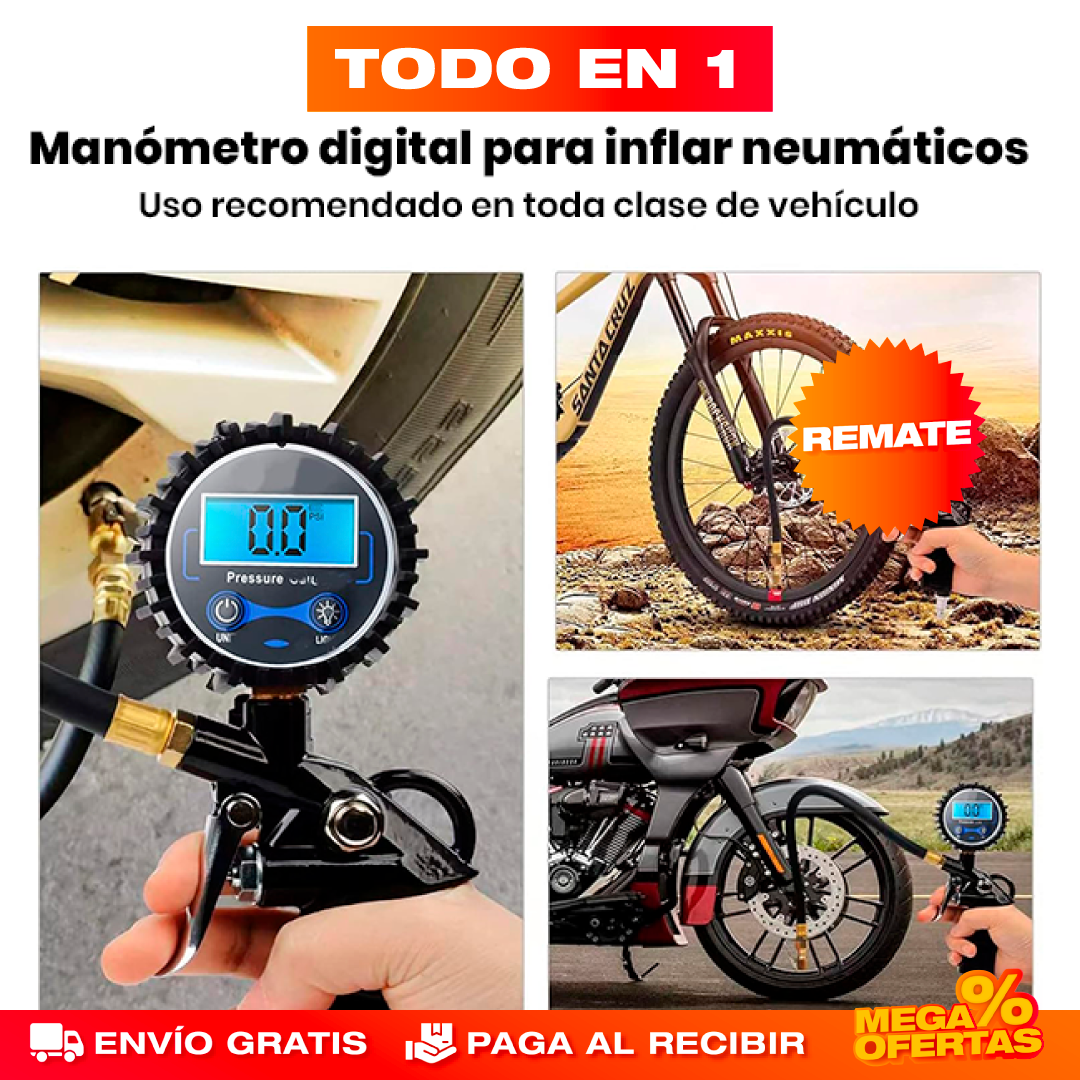 Medidor Digital de Presión para Llantas Carros y Motos – Revisa la Presión y Evita Pinchazos en la Vía