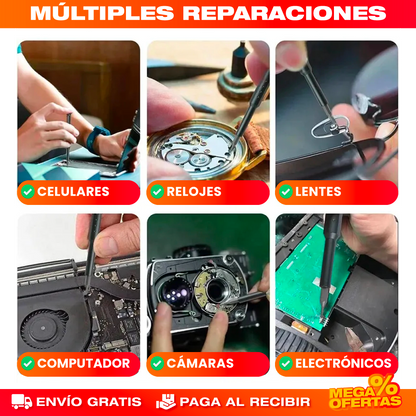 Kit Mini Destornillador Magnético 44 en 1 – Repara Celular, Gafas y Relojes en Casa