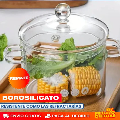 Olla de Vidrio Transparente – Cocina Sano y Ve la Comida Sin Destapar