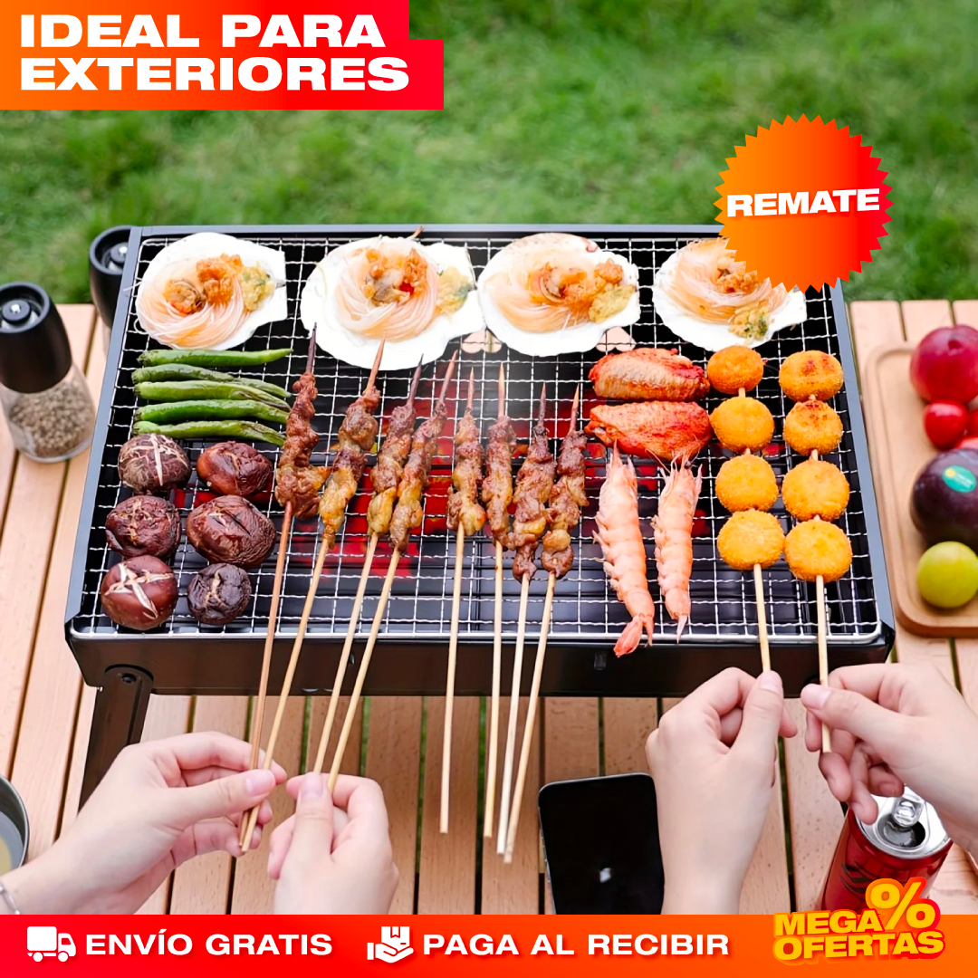 Parrilla Asador de Carbón Plegable y Portátil – Asados Donde Sea, Fácil de Guardar