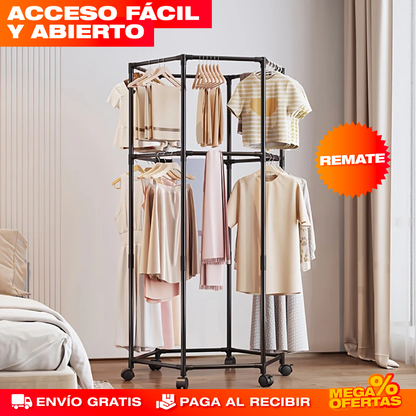 Perchero Hexagonal Doble – Cuelga Chaquetas, Camisas y Toallas Sin Taladrar