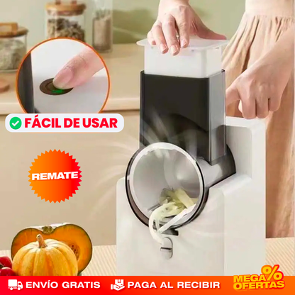Rallador de Verduras Eléctrico 3 en 1 – Ralla y Pica en Segundos Sin Esfuerzo