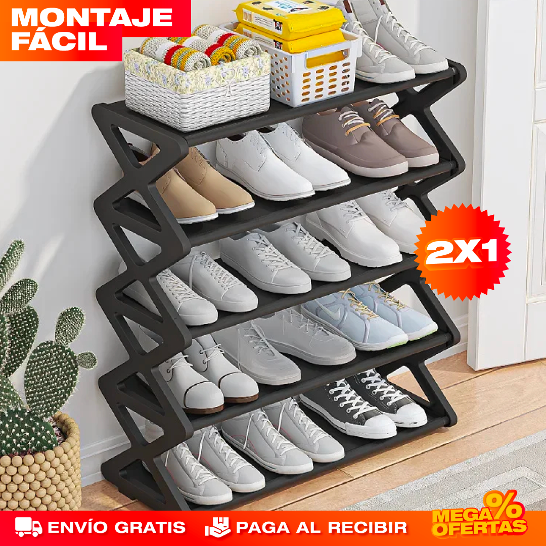Zapatero Cruzado de 5 Niveles – Hasta 25 Pares Ordenados en la Mitad del Espacio · 2x1