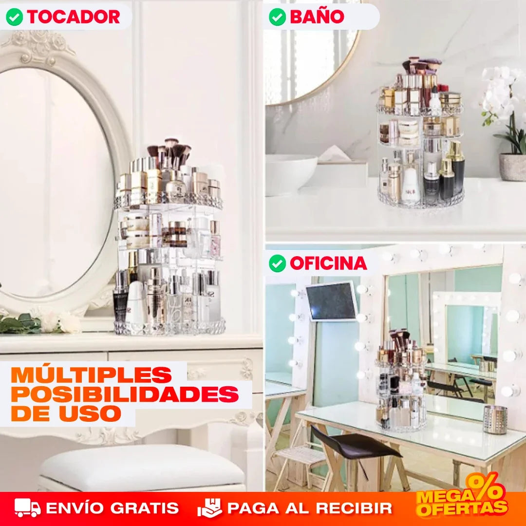 Organizador Giratorio 360° de Maquillaje – Todo tu Maquillaje a un Giro de Distancia