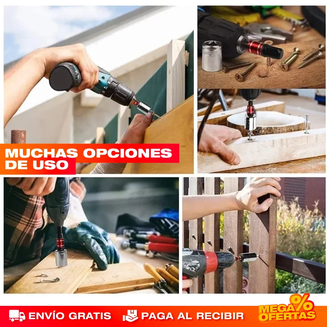 Adaptador de Ángulo Recto para Destornillador – Atornilla en Rincones Imposibles · 3x1