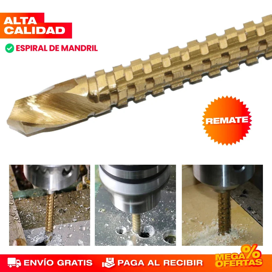 Set x6 Brocas de Titanio Multifunción – Perfora Metal, Madera y Concreto Sin Botarlas