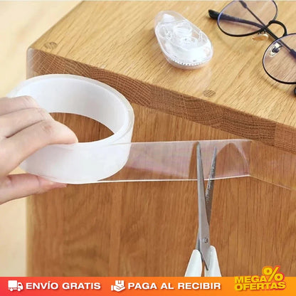 Promo 3x1 Cinta Doble Faz Transparente – Pega lo Que Sea Sin Dañar la Pared