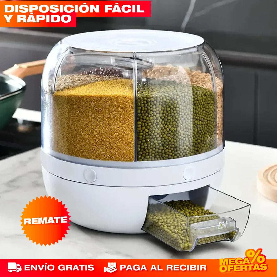 Dispensador Organizador Giratorio de Granos y Arroz – Despensa Ordenada y Sin Plagas