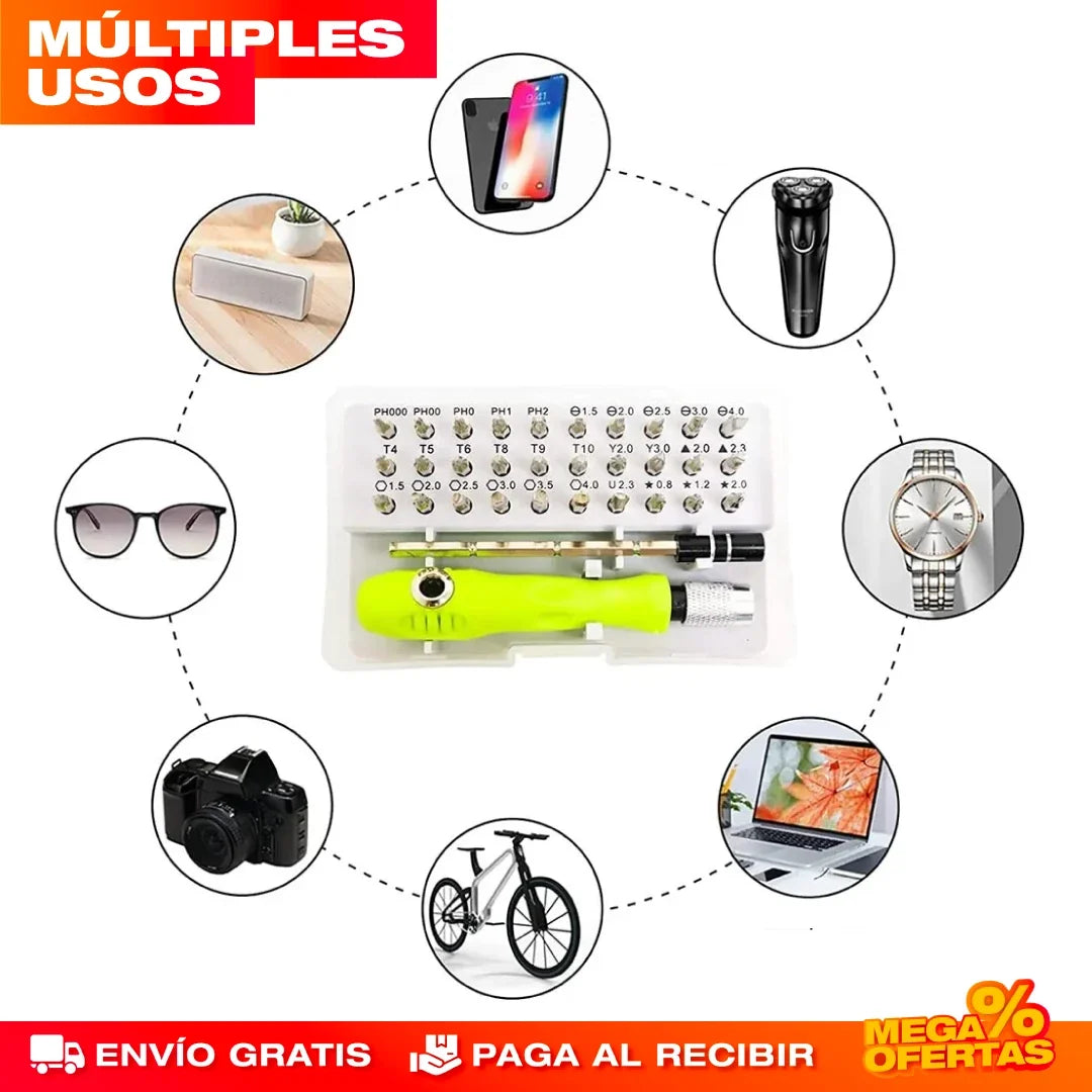 Kit Destornillador 32 Piezas – Ten la Herramienta para Todo en Casa · 2x1