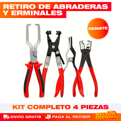 Kit x4 Alicates Automotriz – Saca Conectores y Abrazaderas Sin Romper Piezas Caras