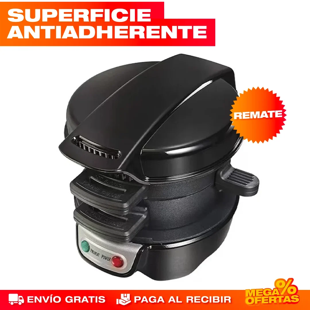 Máquina para Hamburguesas y Desayunos 3 en 1 – Desayuno Completo Sin Ensuciar la Cocina