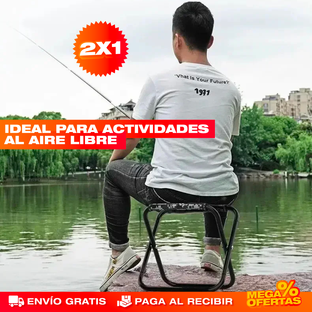 Mini Silla Plegable – Siéntate Donde Sea y Guárdala Plana · 2x1