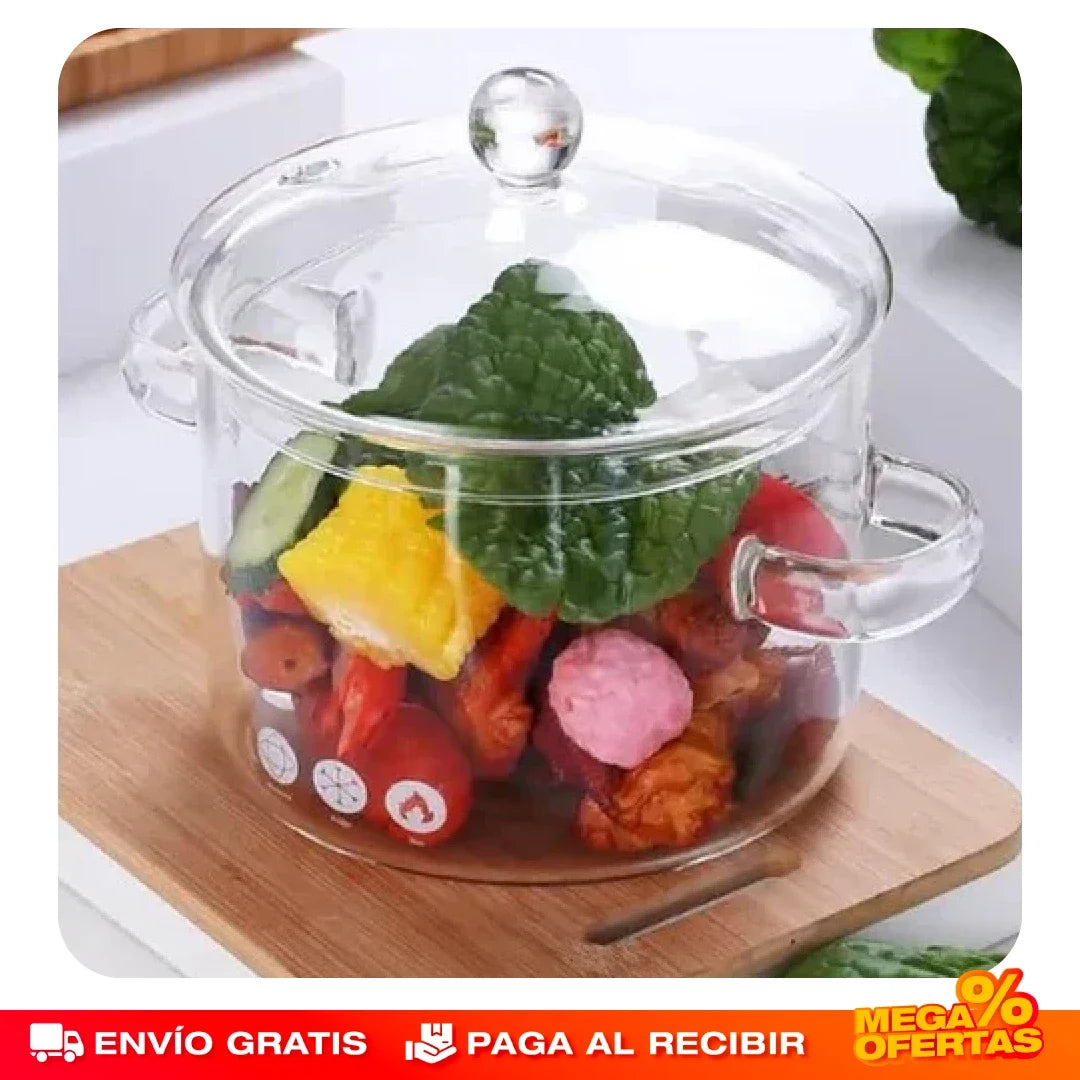 Olla de Vidrio Transparente – Cocina Sano y Ve la Comida Sin Destapar