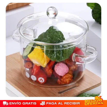 Olla de Vidrio Transparente – Cocina Sano y Ve la Comida Sin Destapar