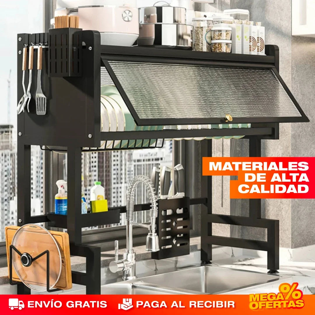DryBox™ – Organizador Escurridor de Platos Grande de 2 Niveles