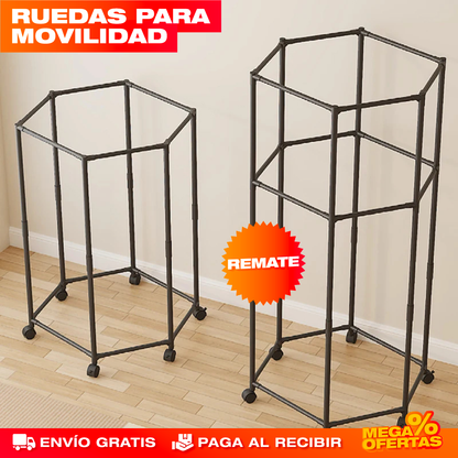 Perchero Hexagonal Doble – Cuelga Chaquetas, Camisas y Toallas Sin Taladrar